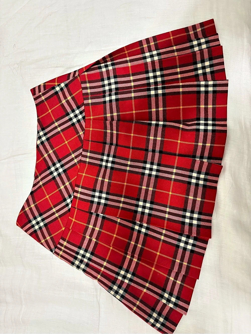 Burberry Blue Label Red Plaid Pleated Mini Skirt
